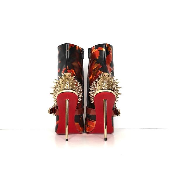 Christian Louboutin Womenphis 100 Spike Logo Buckle Stiletto Heeled Boots 40 - Picture 4 of 9